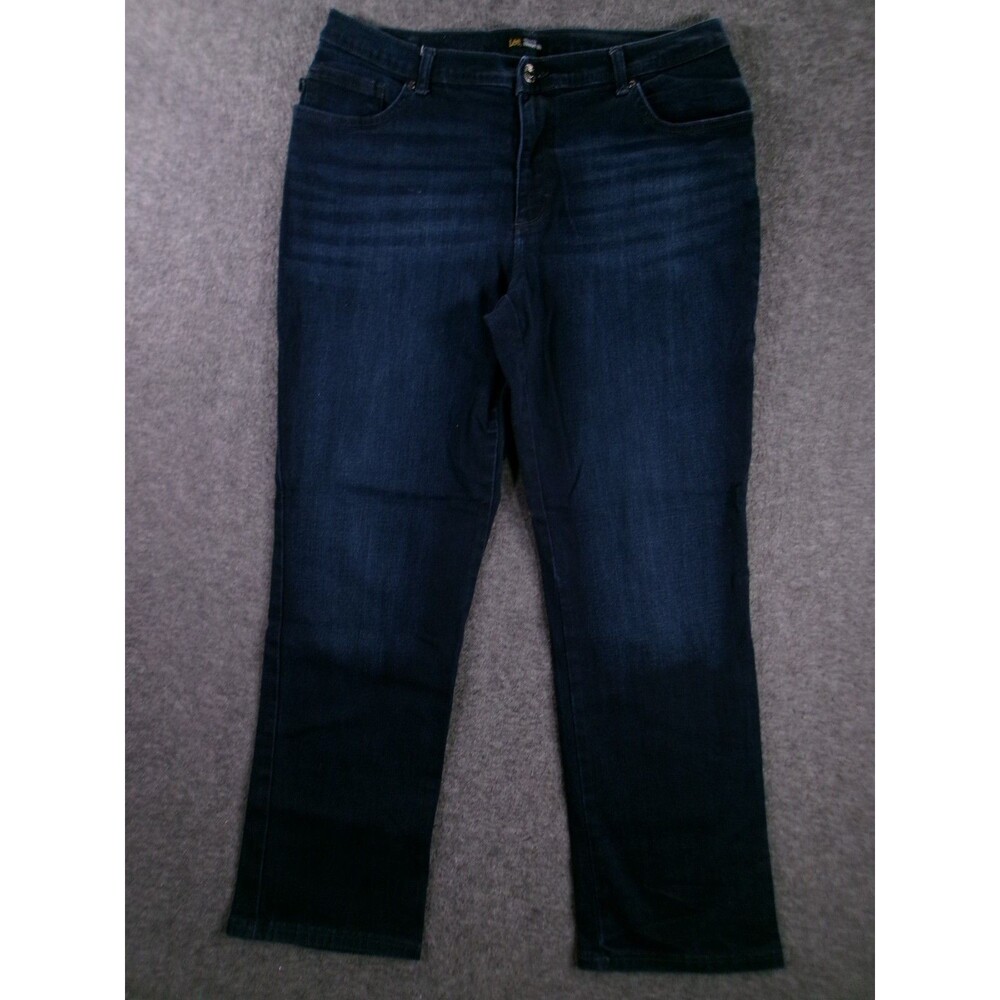 Lee Jeans Women 16 Blue Straight Leg Relaxed Fit Dark Wash Capsule Causal